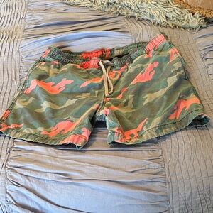 H&M Camouflage Green and Orange Athletic Shorts